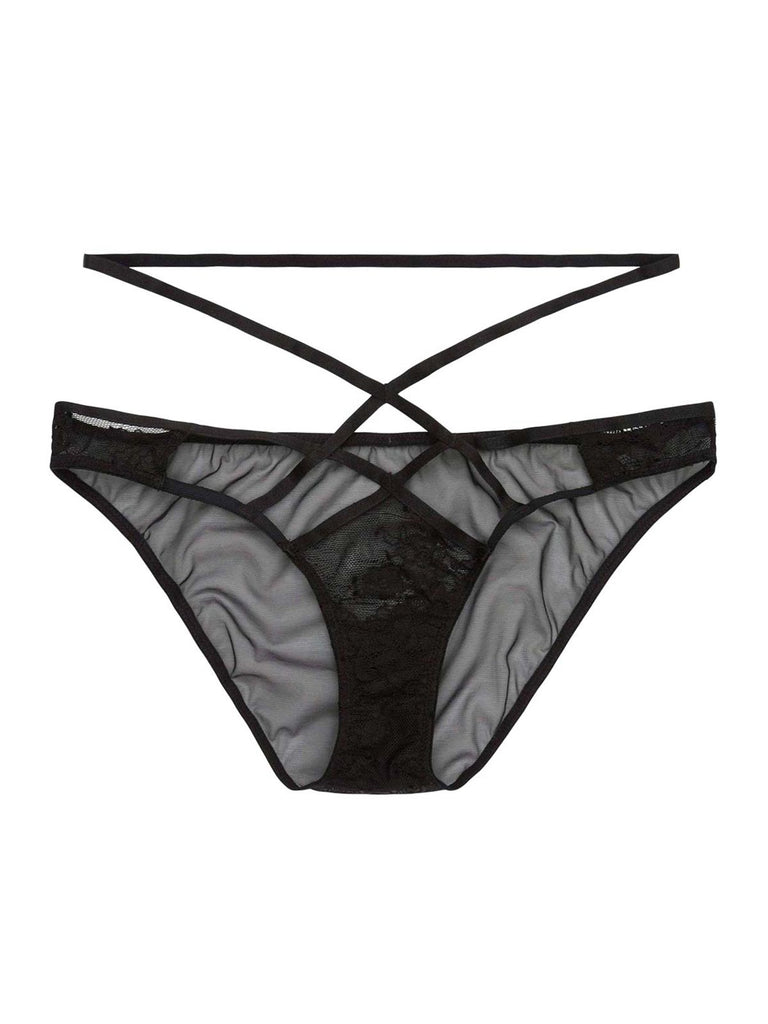 Assa panties in black featuring a strappy belt by Wolf & Whistle, a sub-brand of Playful Promises.