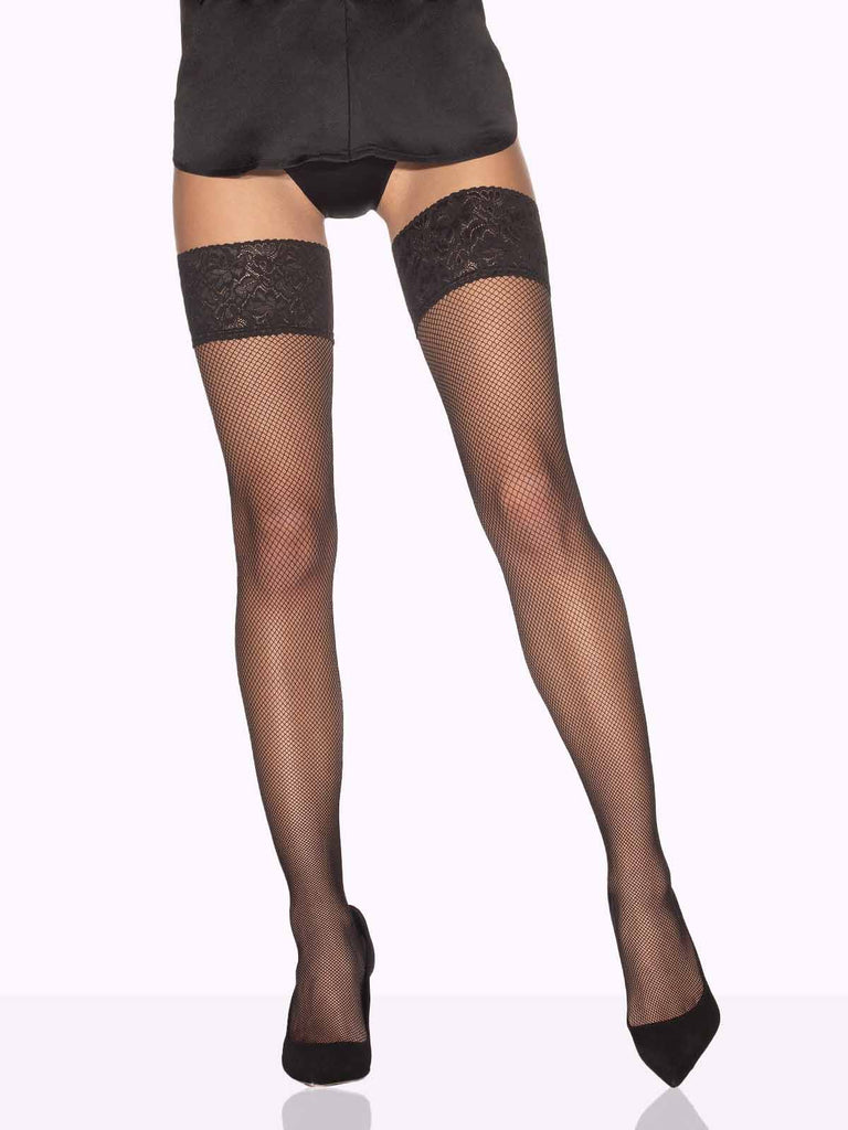 Ebony Black GIORGIA Fishnets Thigh Highs by VienneMilano sold by VienneMilano