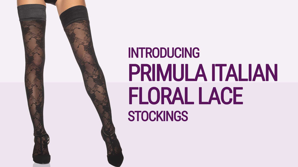 Black floral lace thigh highs stockings with ankle strap stilettos
