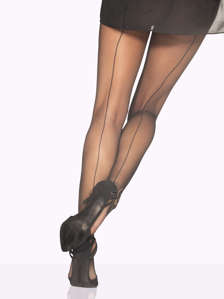 Back seam tights with shoes