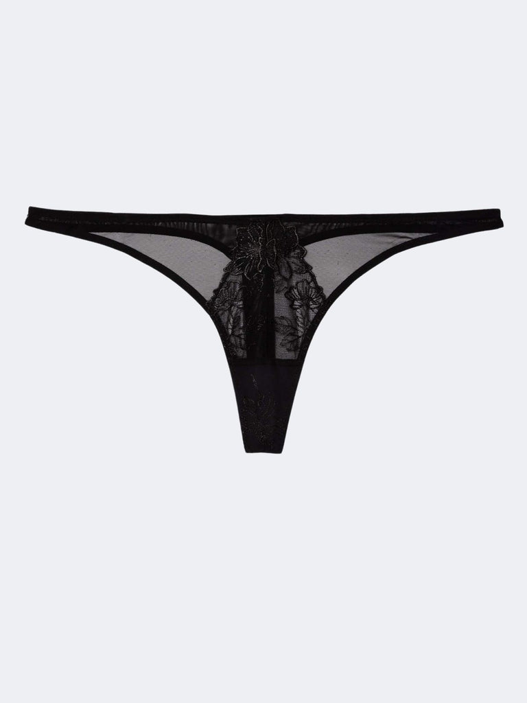 Floral mesh thong plus size