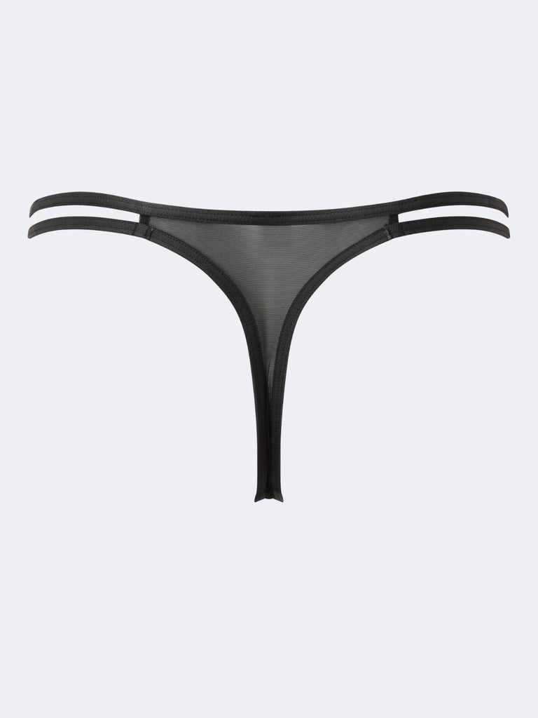 Luxury black thong featuring Art Nouveau detailing