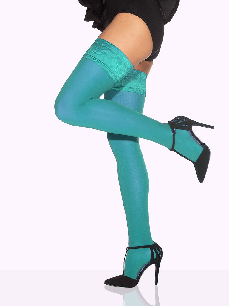 turquoise matte thigh high stockings