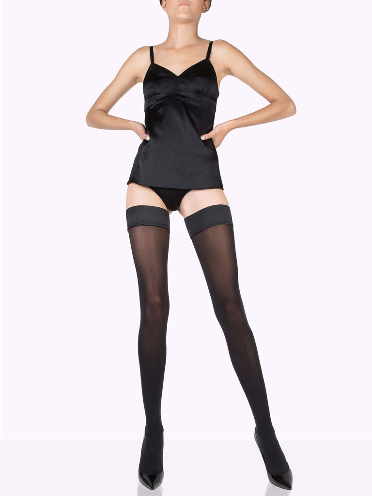 Jet Black CLAUDIA Matte Thigh Highs by VienneMilano sold by VienneMilano