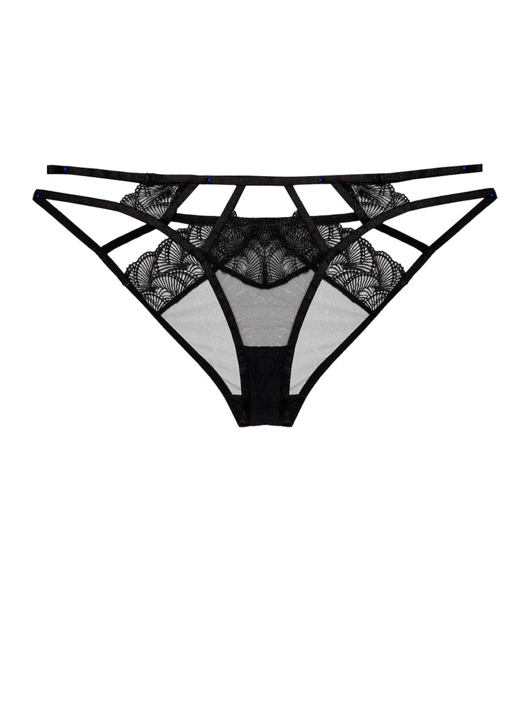 Tilly black panties featuring a caged design by Playful Promises.