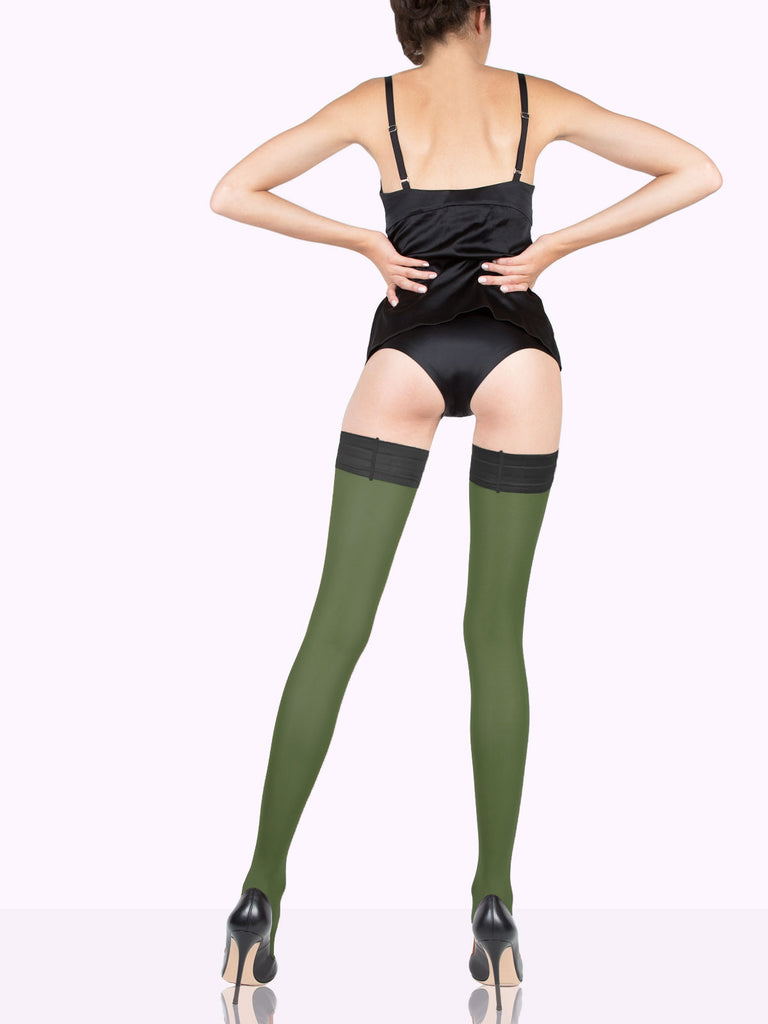 Basil Green TOSCA Matte Color Thigh Highs by VienneMilano sold by VienneMilano