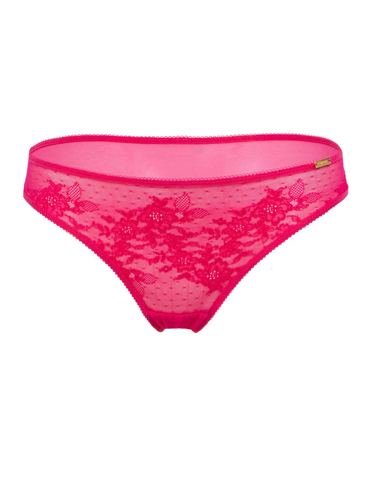 Pink floral lace panties with gold buckle