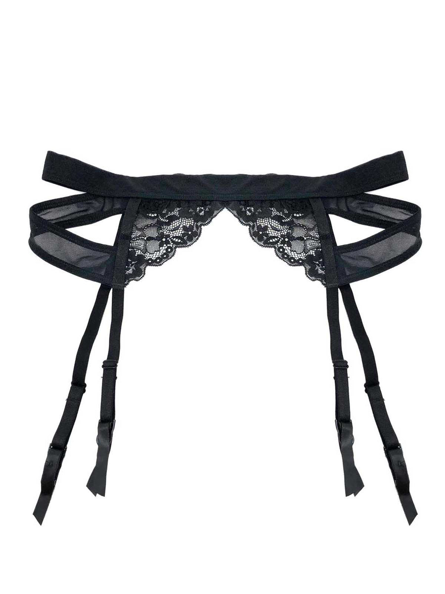 Phoebe Black Garter Belt by Playful Promises VienneMilano
