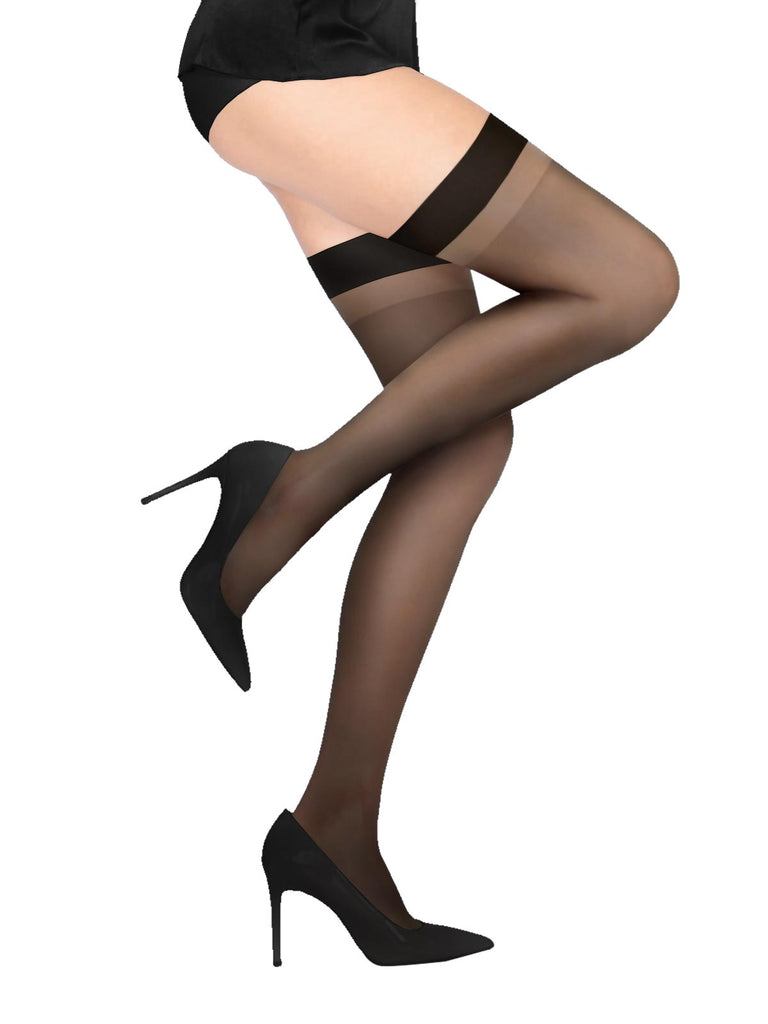 Classic Black LUANA Sheer Stockings For Garter-Belts by VienneMilano sold by VienneMilano