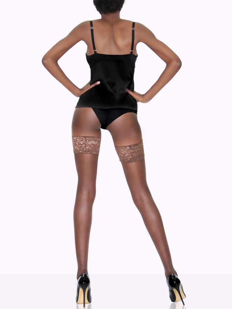 Classic Black ISABELLA Sheer Thigh Highs by VienneMilano sold by VienneMilano