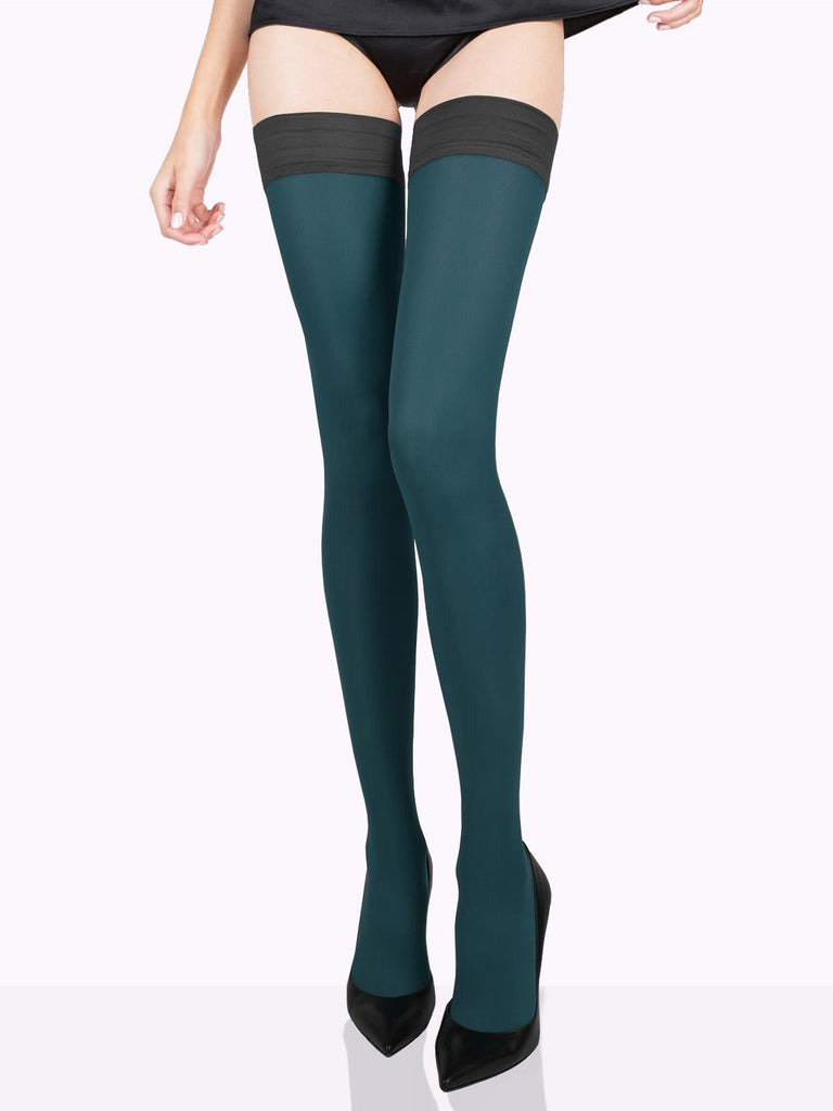 Deep Teal TOSCA Matte Color Thigh Highs by VienneMilano sold by VienneMilano