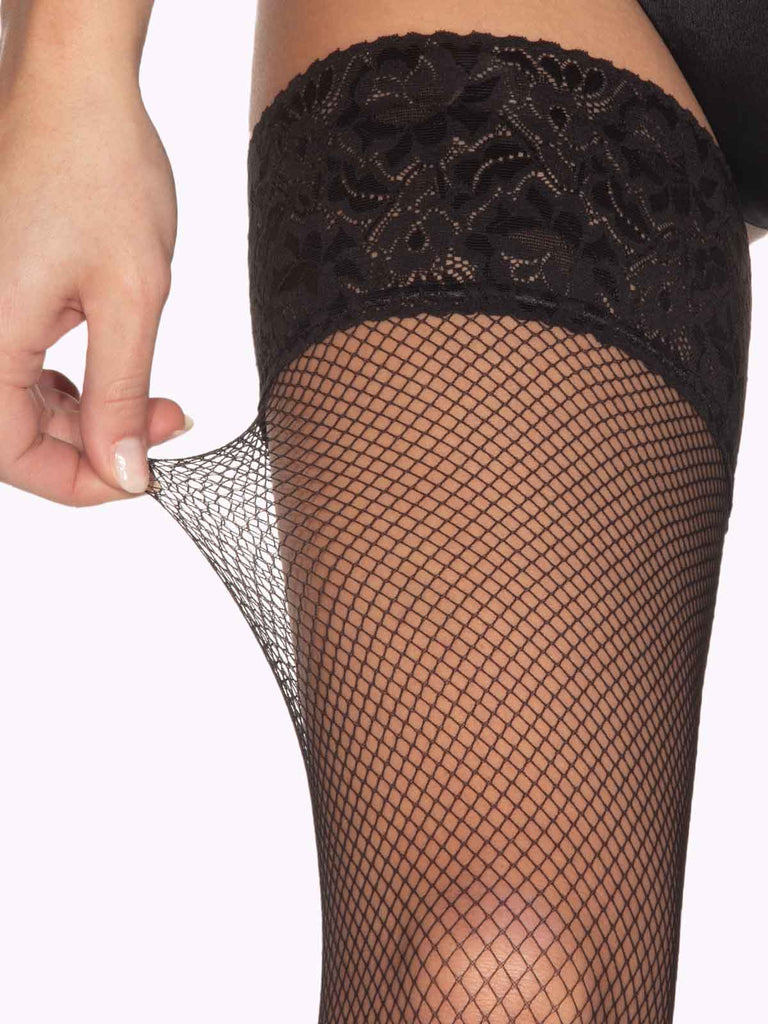 Ebony Black GIORGIA Fishnets Thigh Highs by VienneMilano sold by VienneMilano