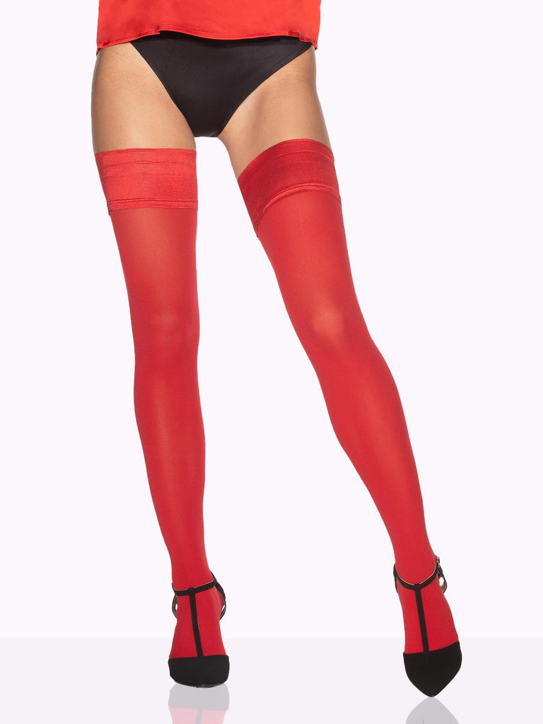 Scarlet Red CLAUDIA Matte Thigh Highs by VienneMilano sold by VienneMilano