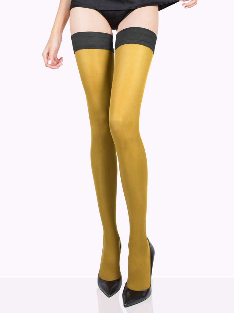 Mustard Yellow TOSCA Matte Color Thigh Highs by VienneMilano sold by VienneMilano