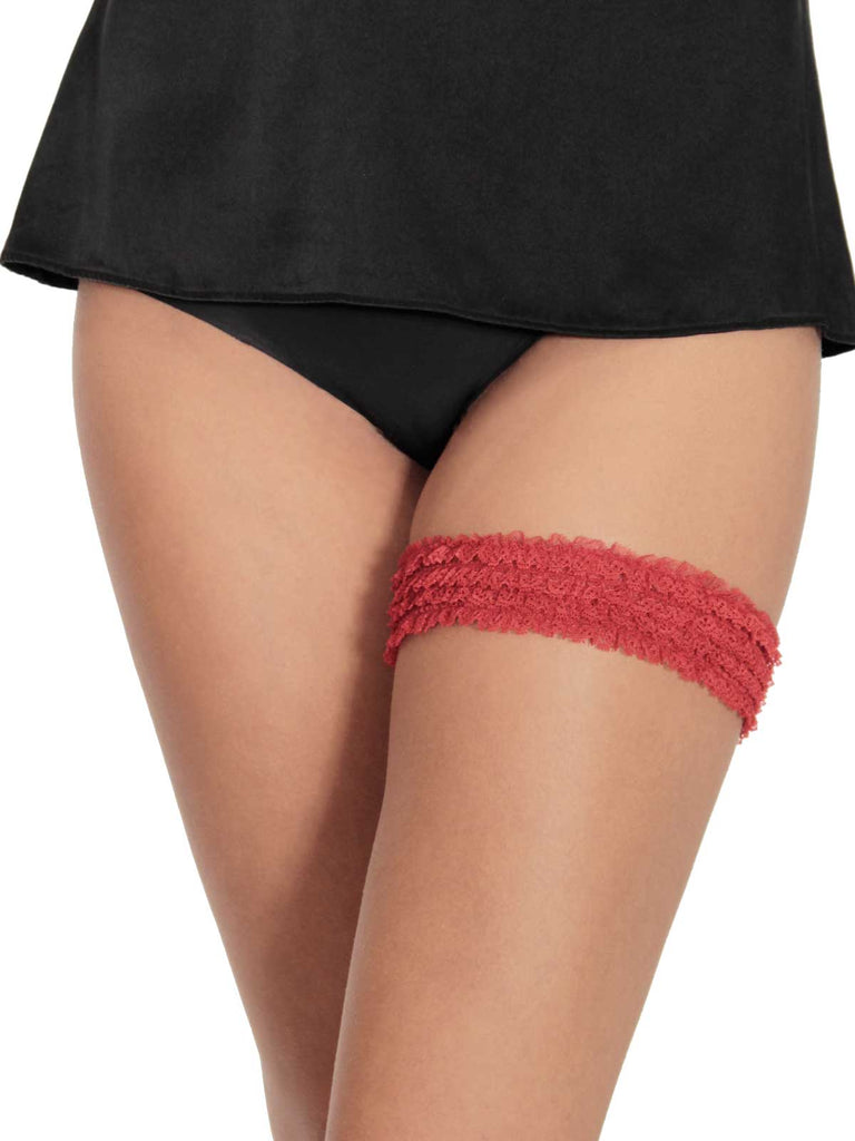 GIA ruffle lace garter in red by VienneMilano.