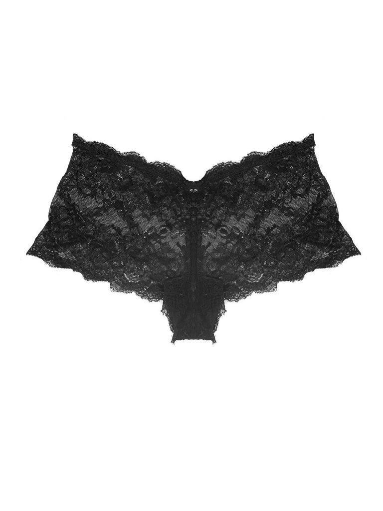 Culotte lace panties in black featuring satin lavender scent by Effleur.